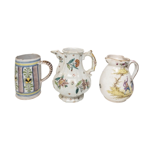 324 - A MIXED GROUP OF POLYCHROME DELFT AND CONTINENTAL FAIENCE WARE, LATE 18TH AND 19TH CENTURY, the lot ... 