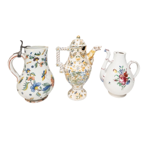 324 - A MIXED GROUP OF POLYCHROME DELFT AND CONTINENTAL FAIENCE WARE, LATE 18TH AND 19TH CENTURY, the lot ... 