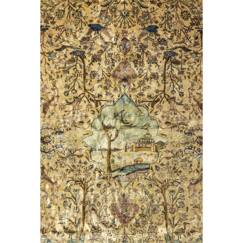 264 - AN OUTSTANDING HAND KNOTTED SILK ISFAHAN RUG, LATE 19TH/EARLY 20TH CENTURY, the central lozenge deco... 