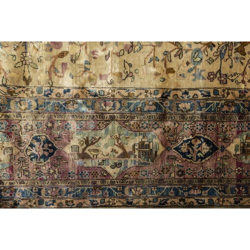 264 - AN OUTSTANDING HAND KNOTTED SILK ISFAHAN RUG, LATE 19TH/EARLY 20TH CENTURY, the central lozenge deco... 