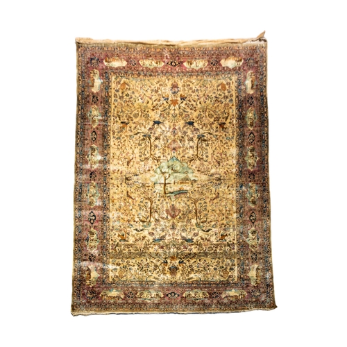 264 - AN OUTSTANDING HAND KNOTTED SILK ISFAHAN RUG, LATE 19TH/EARLY 20TH CENTURY, the central lozenge deco... 