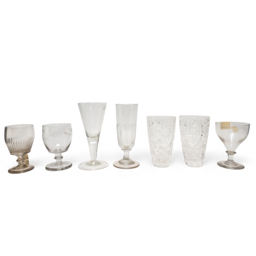 147 - A LARGE MIXED GROUP OF STEMMED GLASSES AND TUMBLERS, PREDOMINANTLY 18TH/19TH CENTURY, the group incl... 