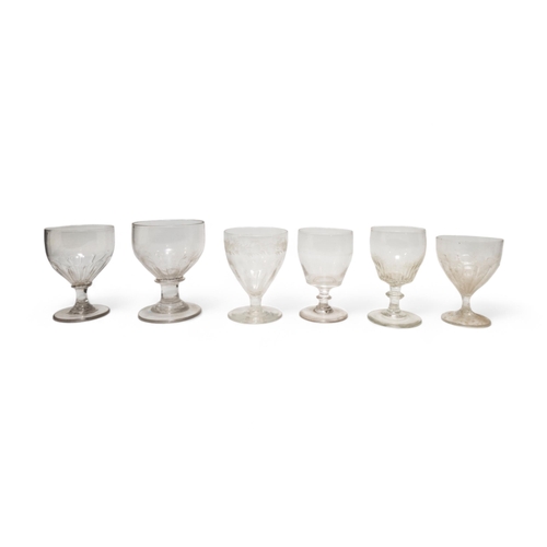 147 - A LARGE MIXED GROUP OF STEMMED GLASSES AND TUMBLERS, PREDOMINANTLY 18TH/19TH CENTURY, the group incl... 