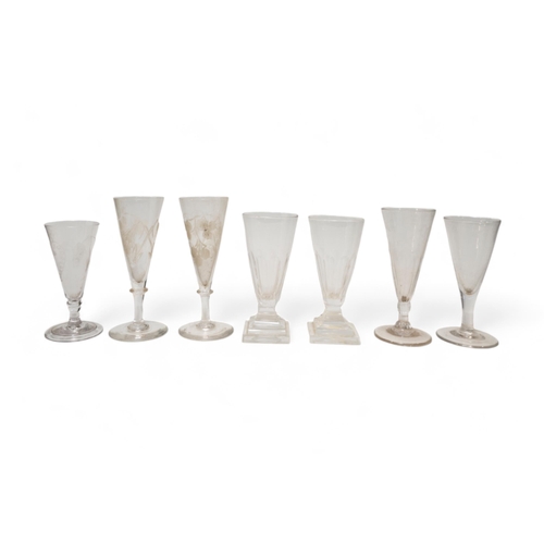 147 - A LARGE MIXED GROUP OF STEMMED GLASSES AND TUMBLERS, PREDOMINANTLY 18TH/19TH CENTURY, the group incl... 