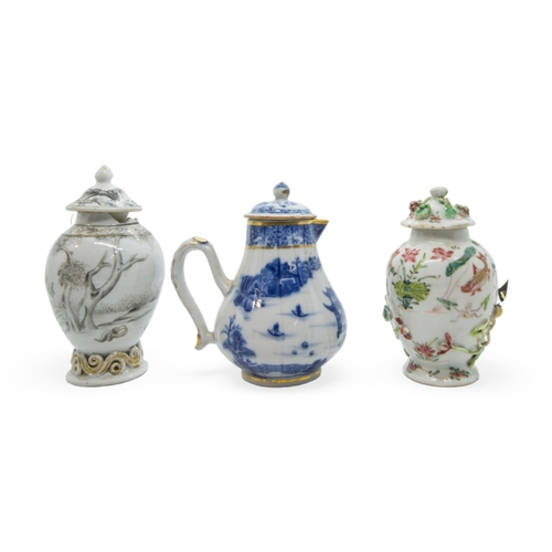 191 - A GROUP OF CHINESE EXPORT PORCELAIN JUGS AND TEA CADDIESQING DYNASTY, MOSTLY 18TH CENTURY(19)largest... 