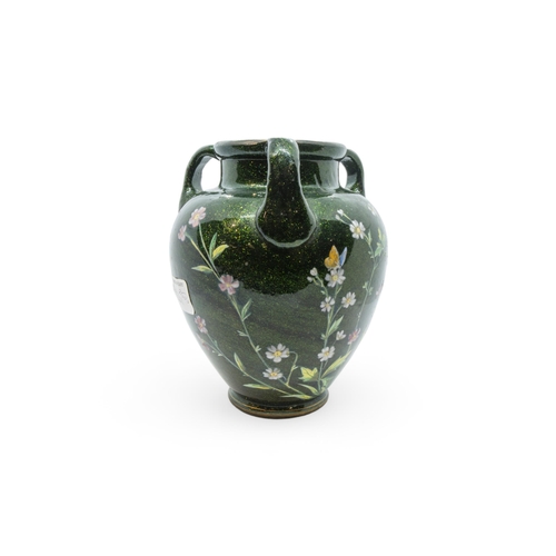 159 - AN ENAMELLED VASE WITH ADVENTURINE INCLUSIONS19th century