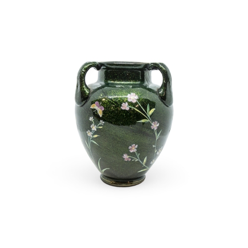 159 - AN ENAMELLED VASE WITH ADVENTURINE INCLUSIONS19th century