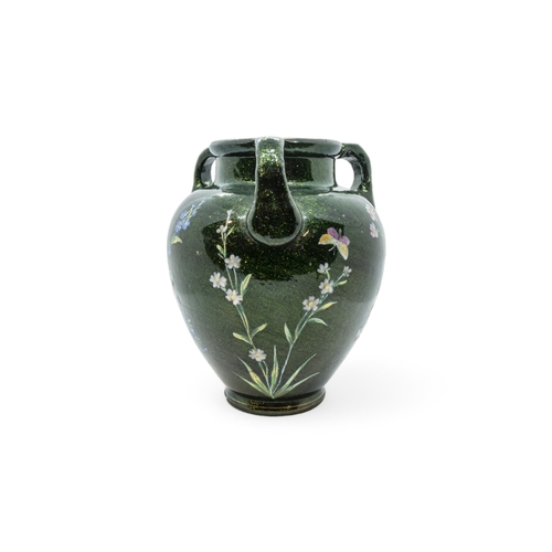 159 - AN ENAMELLED VASE WITH ADVENTURINE INCLUSIONS19th century