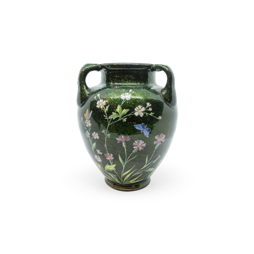 159 - AN ENAMELLED VASE WITH ADVENTURINE INCLUSIONS19th century