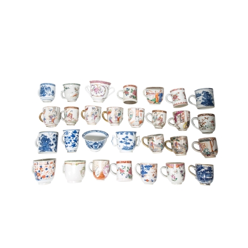 205 - A LARGE COLLECTION OF CHINESE EXPORT PORCELAIN TEABOWLS, SAUCERS AND CUPSQING DYNASTY, MOSTLY 18TH C... 