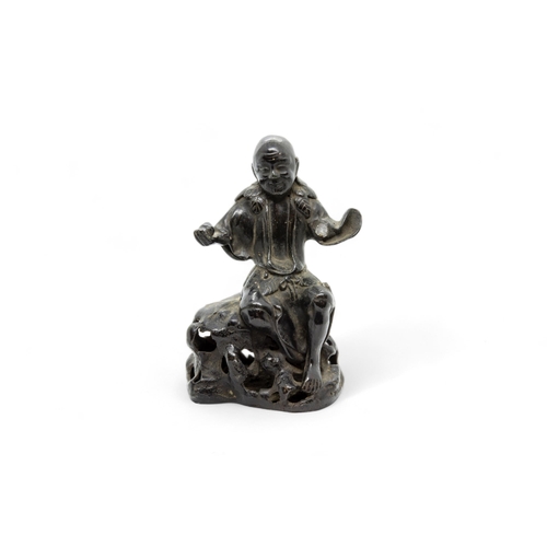 246 - A CHINESE BRONZE FIGURE OF A BUDDHIST LION17TH / 18TH CENTURY18cm high; together with A PATINATED-ME... 