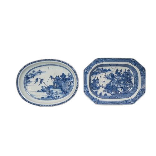 219 - A GROUP OF FIFTEEN CHINESE BLUE AND WHITE SERVING DISHESQING DYNASTY, 18TH CENTURYlargestest 38cm wi... 