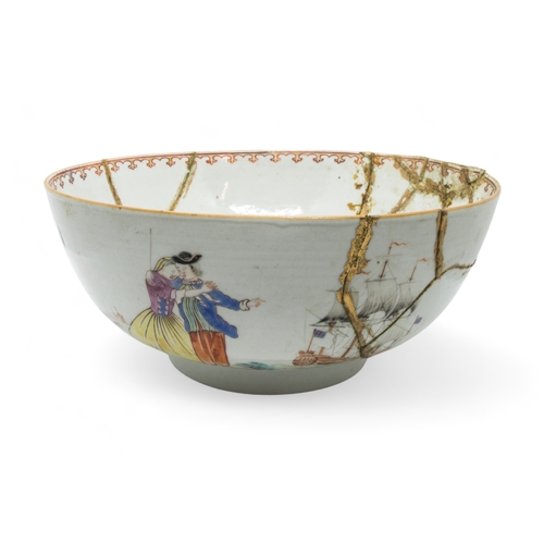 220 - A GROUP OF FIVE CHINESE EXPORT BOWLSQIANLONG PERIOD (1736-1795)22cm - 26cm diam