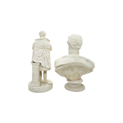 347 - A PARIAN FIGURE OF WELLINGTON19th century, 27cms,  together with a bust of Campbell, a small neo-cla... 