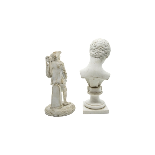 347 - A PARIAN FIGURE OF WELLINGTON19th century, 27cms,  together with a bust of Campbell, a small neo-cla... 