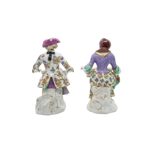 440 - A PAIR OF MEISSEN MARCOLINI FIGURAL SALTSLate 18th century, 19cms high