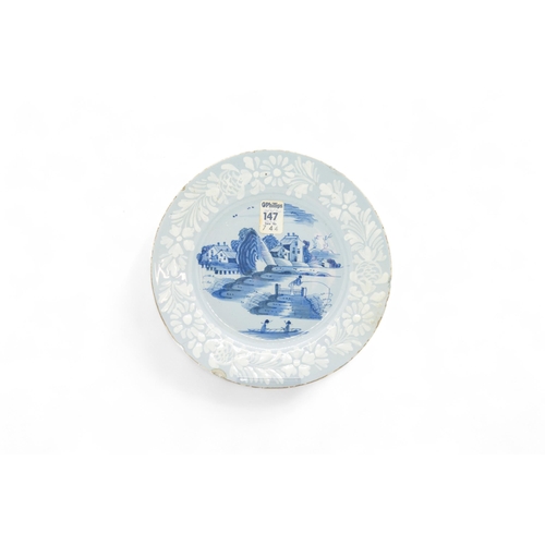 295 - TEN DELFT PLATES18th Century, including two with bianco sopro bianco decoration and one with a Europ... 