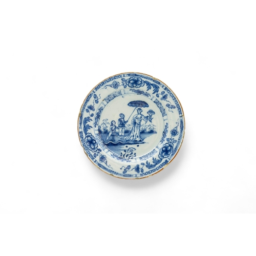 295 - TEN DELFT PLATES18th Century, including two with bianco sopro bianco decoration and one with a Europ... 