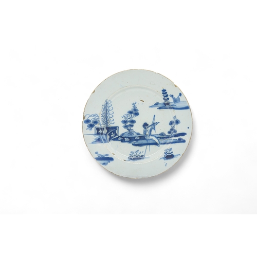 295 - TEN DELFT PLATES18th Century, including two with bianco sopro bianco decoration and one with a Europ... 