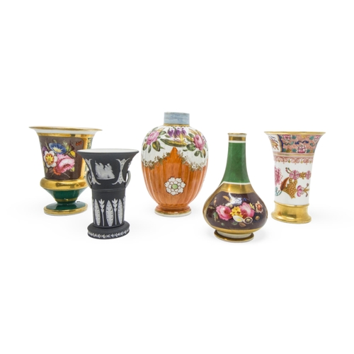 447 - A SPODE VASEEarly 19th century, and four other vases, 11.5cms high