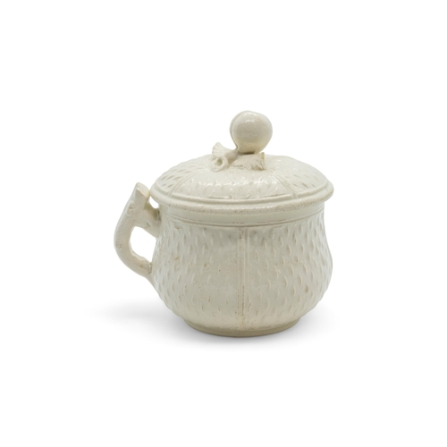 456 - A SALTGLAZED CUSTARD CUP AND COVERMid 18th Century, 8cms high.