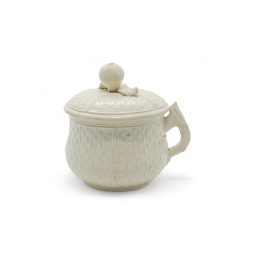 456 - A SALTGLAZED CUSTARD CUP AND COVERMid 18th Century, 8cms high.