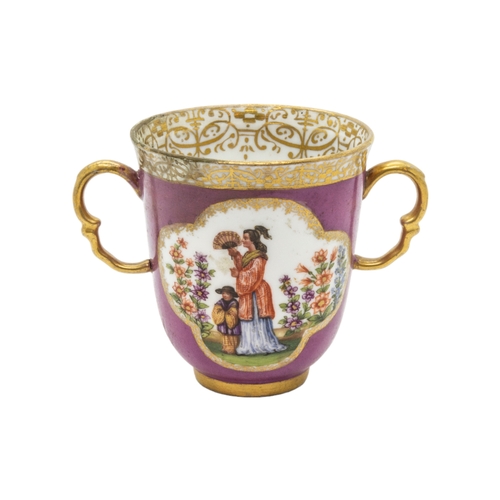 460 - A HELENA WOLFSON CHOCOLATE CUP19th century, together with a single cup, 13cms high.