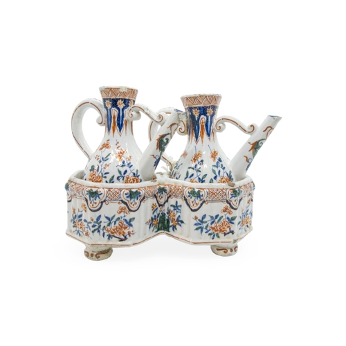 279 - DE ROOS DELFT, A CONDIMENT SET ON STAND18th / 19th century, 16.5cms high