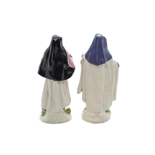 531 - TWO 18TH CENTURY FIGURES OF NUNSCIRCA 1760, 14cms high