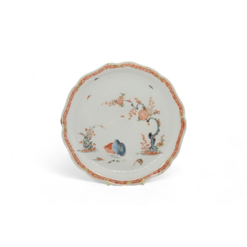 395 - FOUR BOW POWDER BLUE PLATES AND TWO QUAIL PLATESMid 18th century, 23cms wide