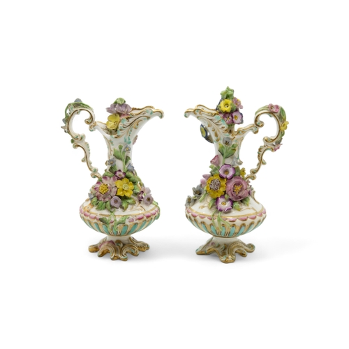 400 - A PAIR OF MEISSEN ENCRUSTED ROSEWATER FLASKSLate 19th century, 15cms high