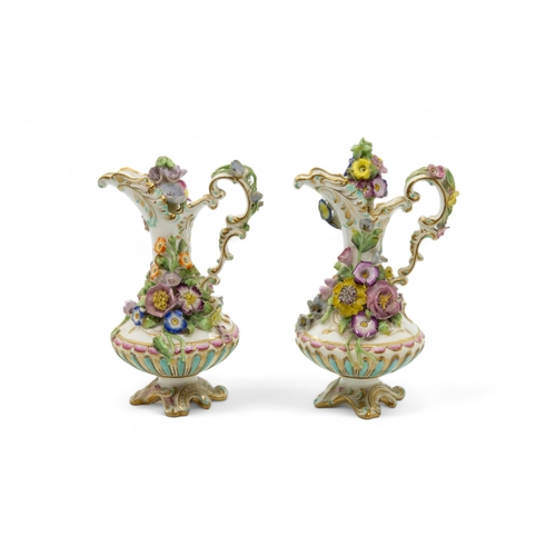 400 - A PAIR OF MEISSEN ENCRUSTED ROSEWATER FLASKSLate 19th century, 15cms high