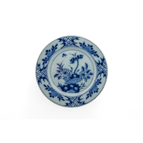 391 - THIRTEEN DELFT PLATES18th century and a speckled tin glazed plate, 22cms wide