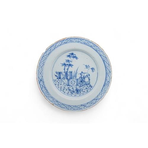 391 - THIRTEEN DELFT PLATES18th century and a speckled tin glazed plate, 22cms wide