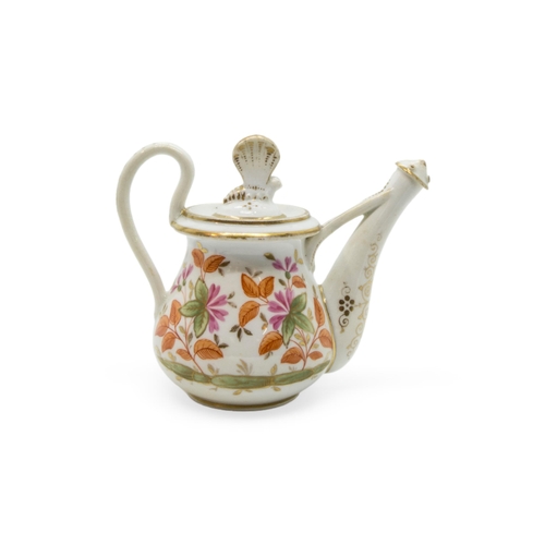 385 - A ROSEWATER CONTAINER OF WATERING CAN FORMEarly 19th century, probably Davenport, 9cms high