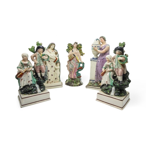 380 - A GROUP OF PEARLWARE FIGURESEarly 19th century,