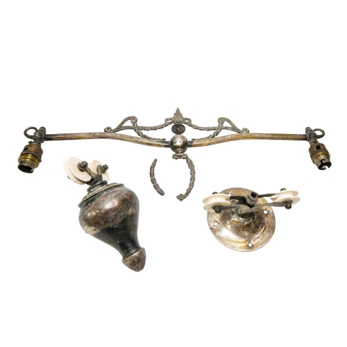 55 - A NEOCLASSICAL COPPER ALLOY 'PLAFONNIER' LIGHT FITTING ORNATELY DECORATED WITH LIONS MASKS, an ornat... 