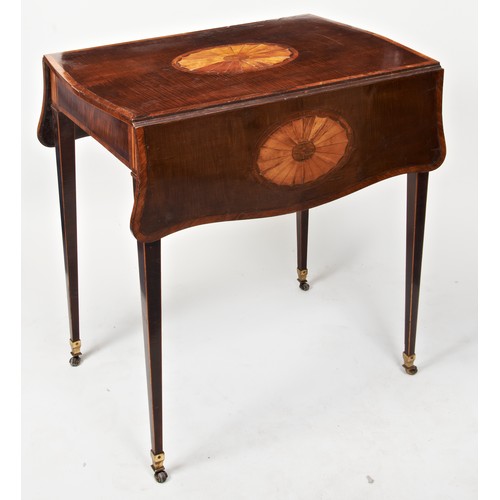 611 - A GEORGE III MAHOGANY PEMBROKE TABLE CIRCA 1790 with crossbanded and line inlaid decoration with cen... 