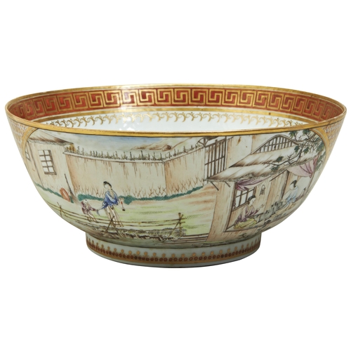 149 - AN EXTREMELY RARE CHINESE EXPORT 'RICE PRODUCTION & SILK PRODUCTION' BOWLQIANLONG PERIOD (1736-1... 