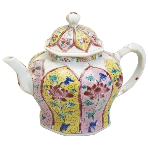 170 - A CHINESE EXPORT FAMILLE ROSE 'LOTUS' TEAPOTYONGZHENG PERIOD (1723-1735)11cm highPROVENANCE: From th... 