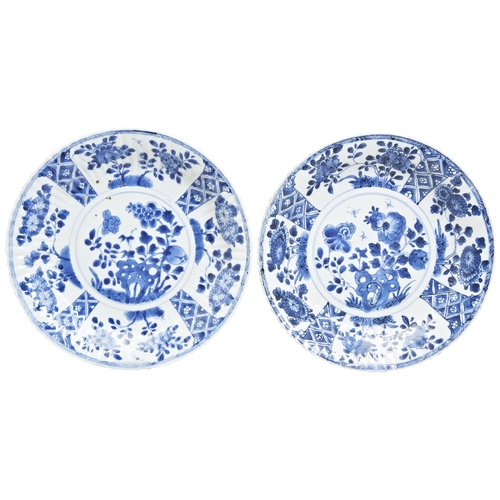 77 - A PAIR OF BLUE AND WHITE DISHESKANGXI PERIOD (1662-1722)in the Kraak style27cm diamPROVENANCE: From ... 