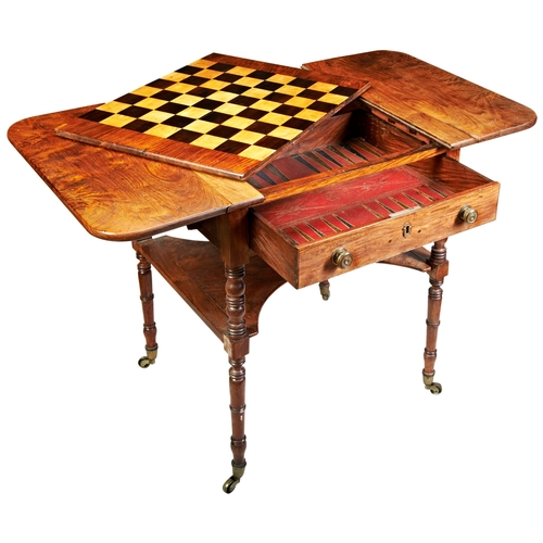 391 - A RARE ANGLO CHINESE HARDWOOD AND PARQUETRY GAMES TABLECIRCA 1820-1830raised on slender turned legs ... 