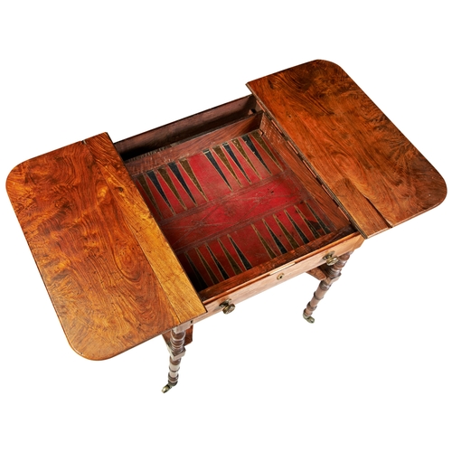 391 - A RARE ANGLO CHINESE HARDWOOD AND PARQUETRY GAMES TABLECIRCA 1820-1830raised on slender turned legs ... 