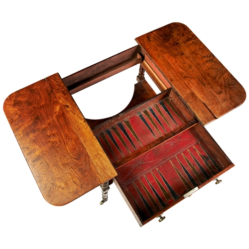 391 - A RARE ANGLO CHINESE HARDWOOD AND PARQUETRY GAMES TABLECIRCA 1820-1830raised on slender turned legs ... 