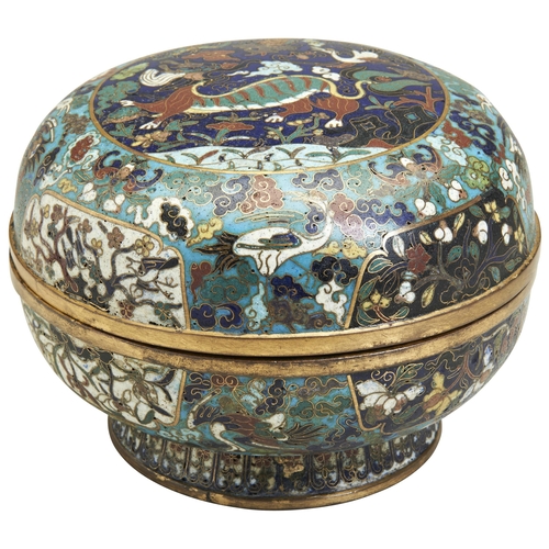 308 - A CLOISONNE BOX AND COVERQIANLONG PERIOD (1736-1795)the domed box decorated in coloured enamels with... 