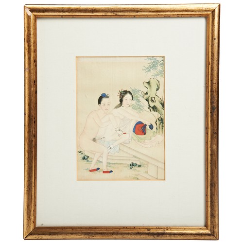 341 - A SET OF EIGHT CHINESE EROTIC PAINTINGS QING DYNASTY, 19TH CENTURYink and colour on silk, variously ... 