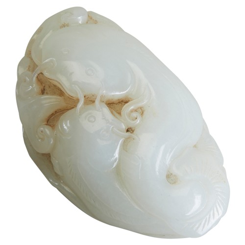 281 - A JADE CATFISH PENDANT 19TH/20TH CENTURY a white nephrite jade finely carved in the form of two catf... 