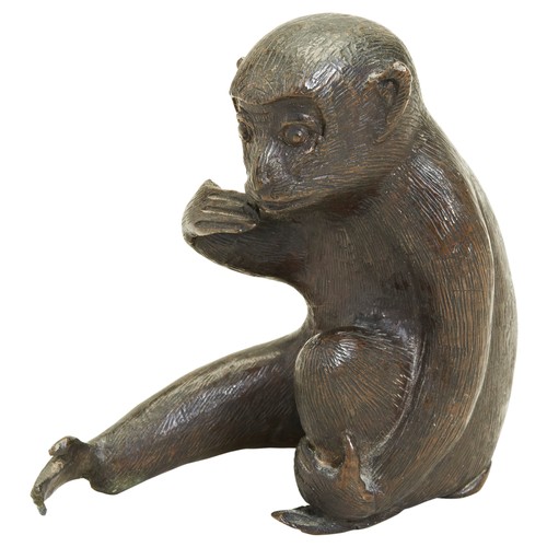 429 - A SEATED BRONZE MONKEY LATE MEIJI PERIOD 8cm high