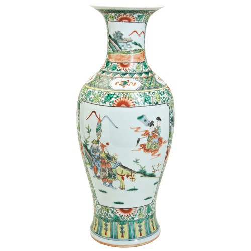 225A - A LARGE FAMILLE VERTE BALUSTER VASE19TH / 20TH CENTURYin the Kangxi style59cm high