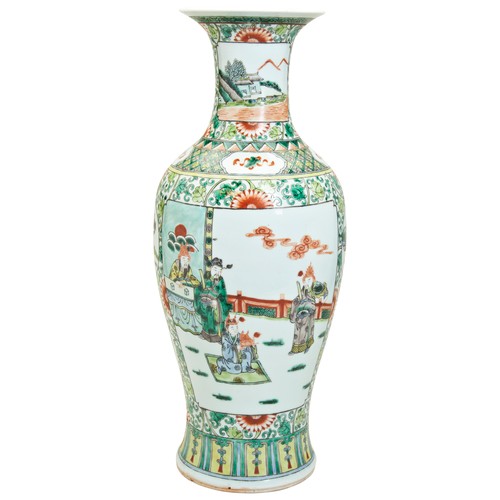 225A - A LARGE FAMILLE VERTE BALUSTER VASE19TH / 20TH CENTURYin the Kangxi style59cm high